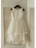 Ivory Cotton Lace Tulle  Flower Girl Dress 